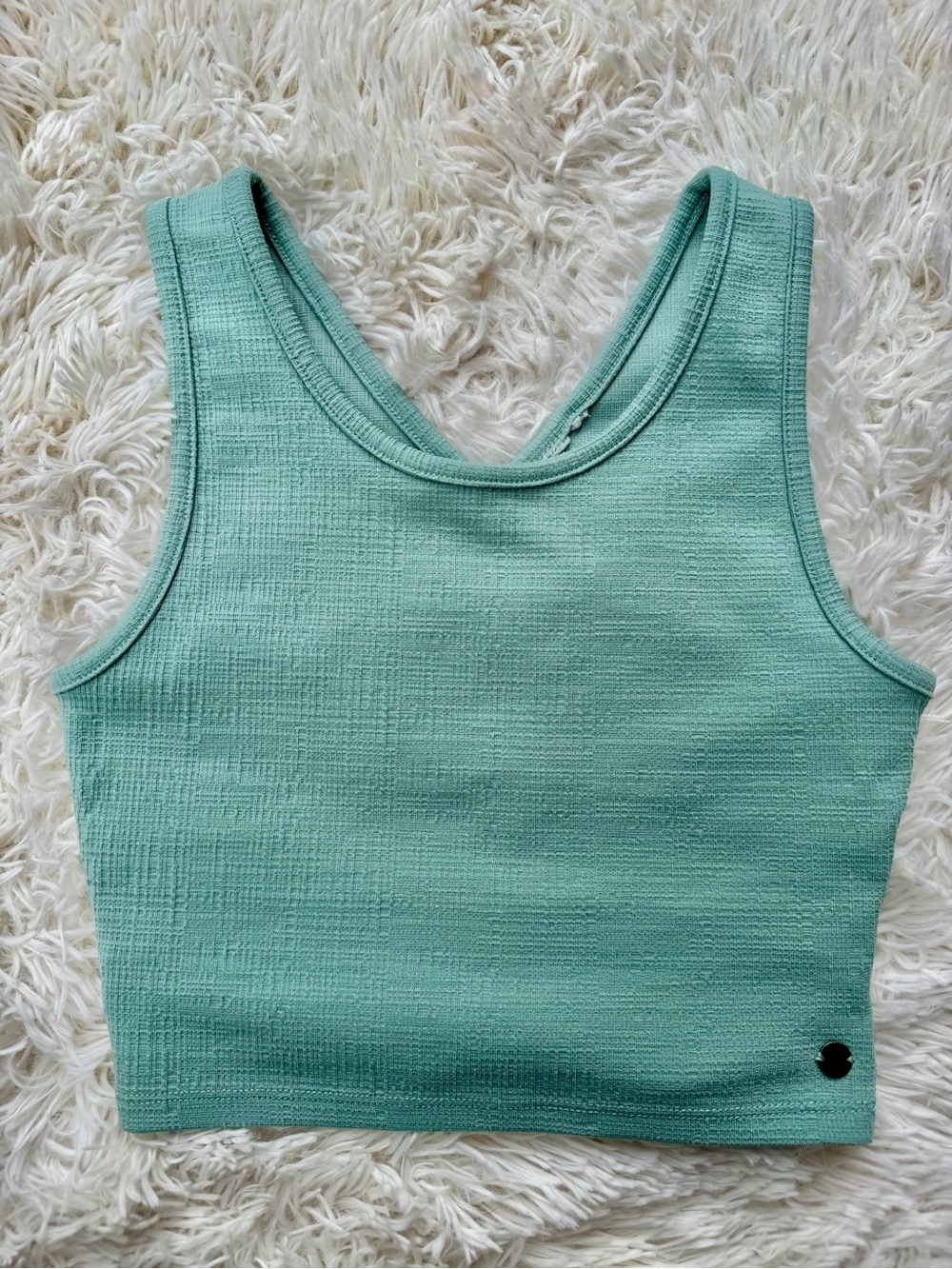 Roxy Mint Green Cross-Back Textured Crop Summer Tank Top XS
